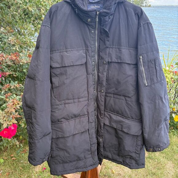 Nautica Insulated Winter Parka with Hood & 4 Pockets, True Black Men's XXL - Picture 5 of 15
